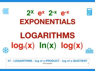 MATHS SYMBOLS - #7 - LOGARITHMS, LOG of a PRODUCT, LOG of a QUOTIENT