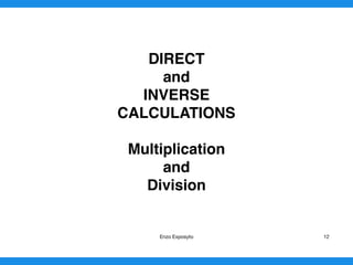 DIRECT
and
INVERSE
CALCULATIONS
Multiplication
and
Division 
Enzo Exposyto 12
 