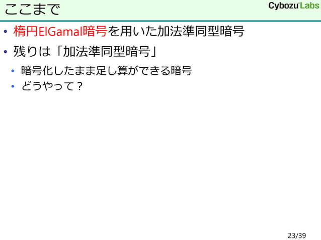 暗号文のままで計算しよう 準同型暗号入門