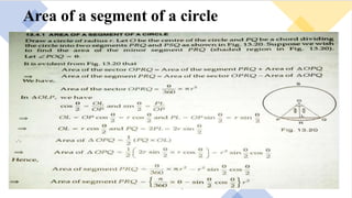 Area of a segment of a circle
 