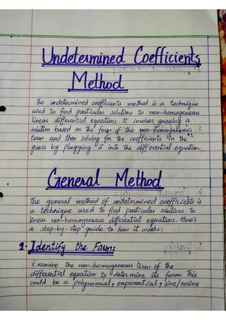 undetermined coefficients method or technique | PDF