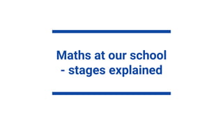 Maths at our school
- stages explained
 