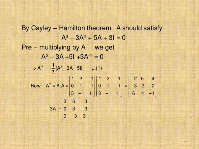 cayley hamilton theorem example 3x3 The further mathematics network ppt download.