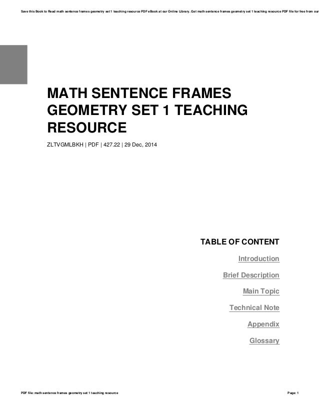 Math sentence frames geometry set 1 teaching resource