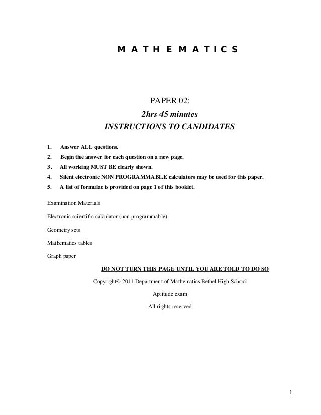 Cxc mathsexam1
