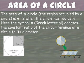 4DIAMETERThe diameter is a line segment that connects two points on the circle and goes through the center of the circle.  It is always twice as long as the radius.