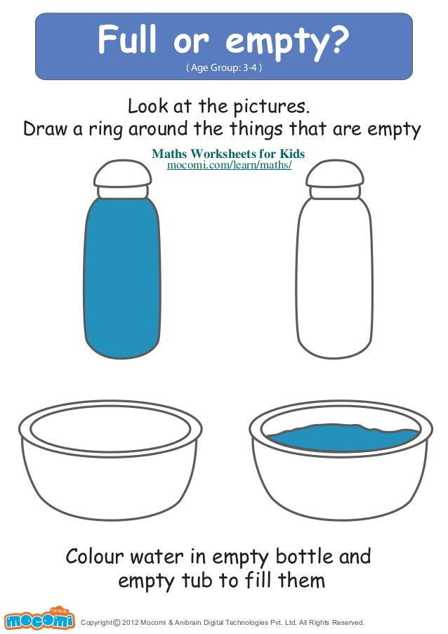Full of Empty? – Maths Worksheets for Kids – Mocomi.com