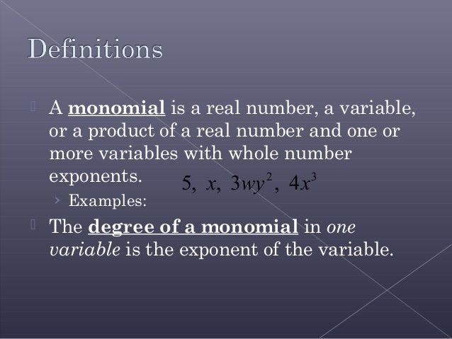 polynomials degree of a monomial