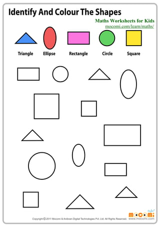 Identify and Colour the Shapes – Maths Worksheets for Kids – Mocomi.com