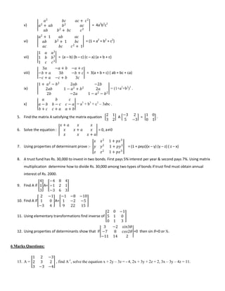 Maths Important Questions For 18