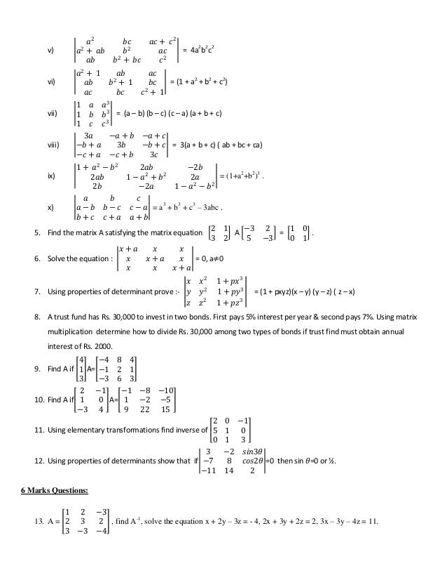 Maths Important Questions For 18