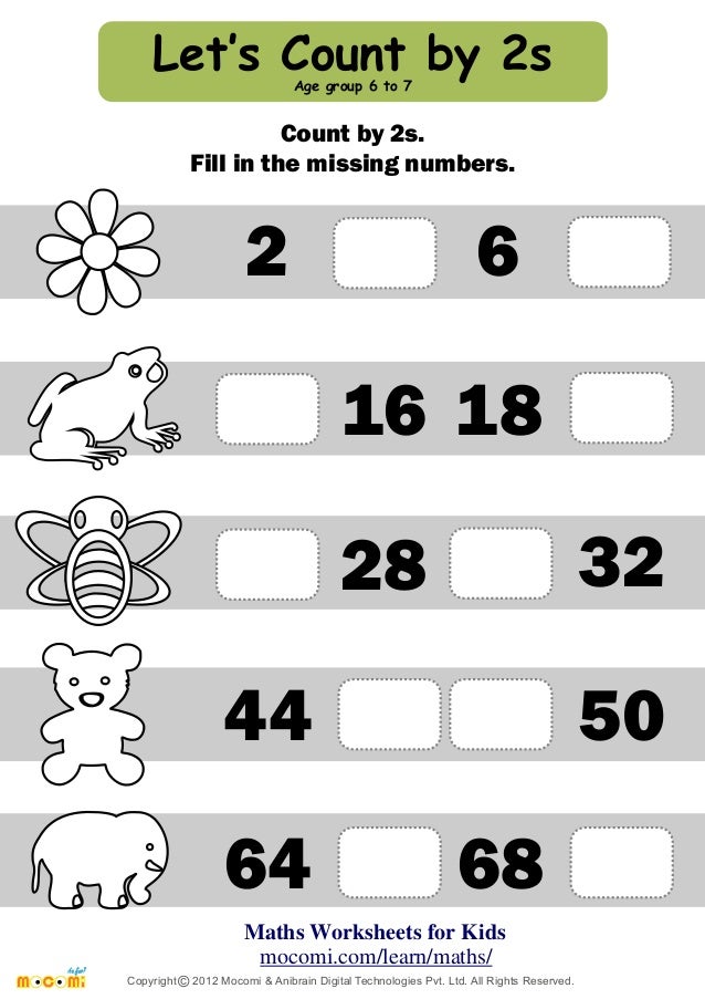 Let's Count by 2s - Maths Worksheets for Kids - Mocomi.com