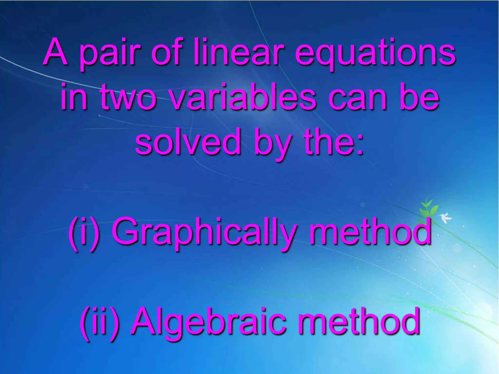 LINEAR EQUATION IN TWO VARIABLES PPT | PPTX | Programming Languages ...