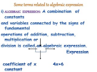 Maths ppt on algebraic expressions and identities | PPT
