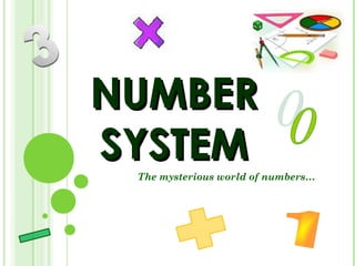 NUMBERNUMBER
SYSTEMSYSTEM
The mysterious world of numbers…
22
 