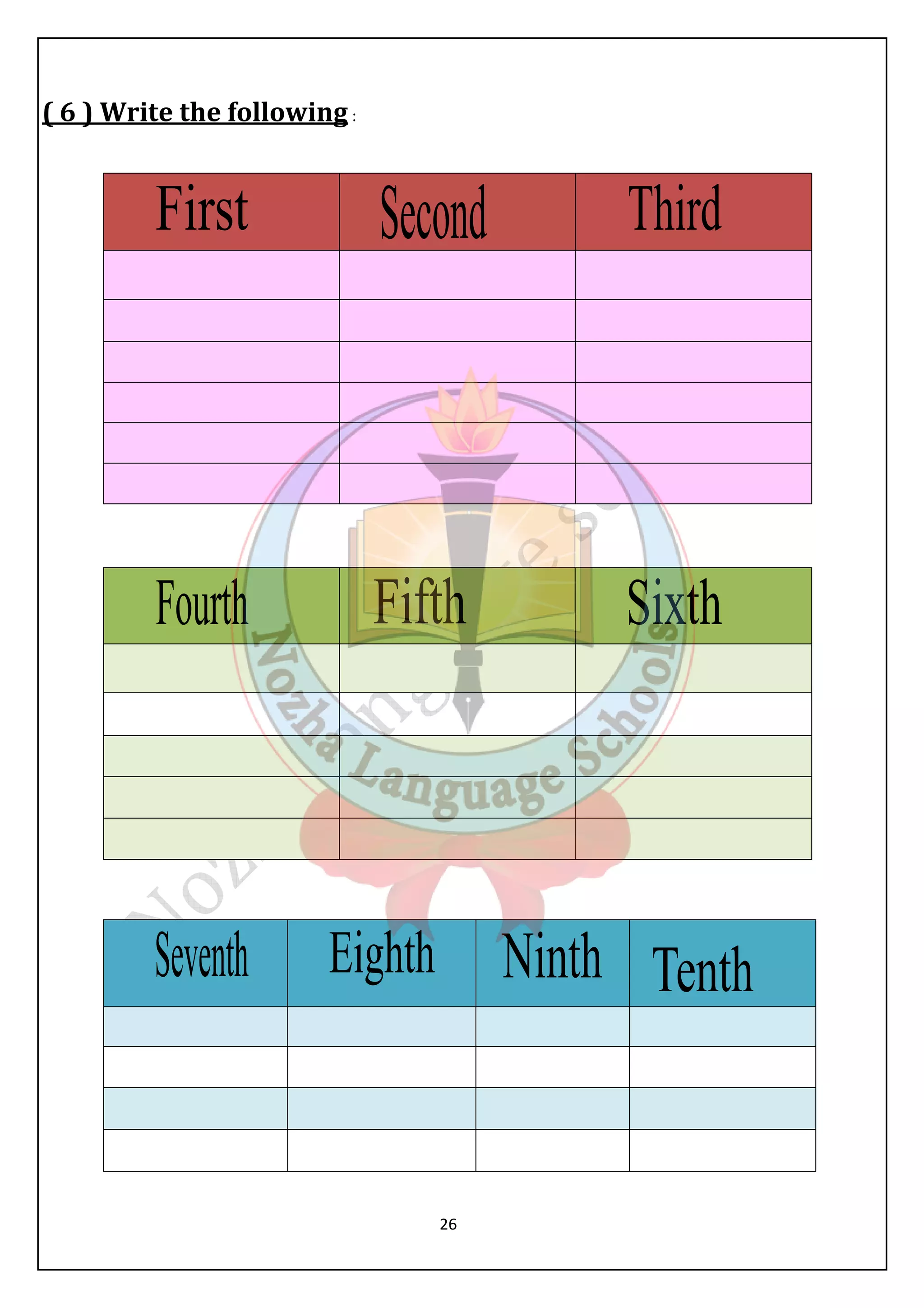 26 
( 6 ) Write the following : 
 