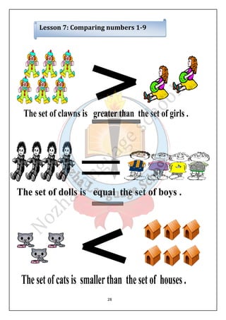 Lesson 7: Comparing numbers 1-9 
28 
 
