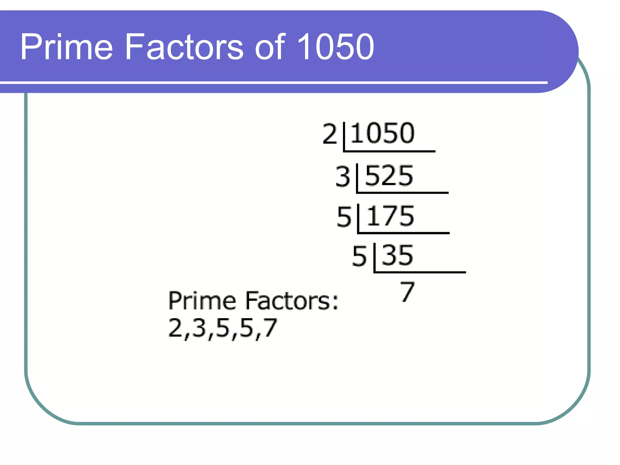 Prime Factors of 1050 