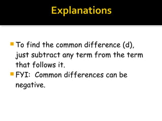 Maths project work - Arithmetic Sequences | PPT