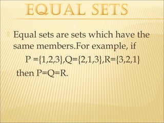 Set Using Example Math Class 11 Maths Project 11 class(SETS) | PPT