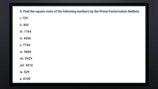 SQUARES AND SQUARE ROOT Class 8 chapter 6 exercise  6.3