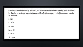 SQUARES AND SQUARE ROOT Class 8 chapter 6 exercise  6.3