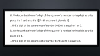 SQUARES AND SQUARE ROOT Class 8 chapter 6 exercise  6.3