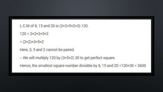 SQUARES AND SQUARE ROOT Class 8 chapter 6 exercise  6.3