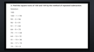 SQUARES AND SQUARE ROOT Class 8 chapter 6 exercise  6.3
