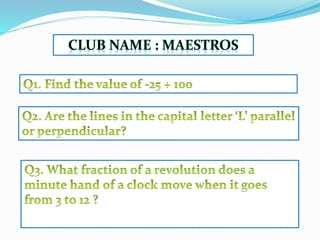 Maths quiz grade 6 final round 