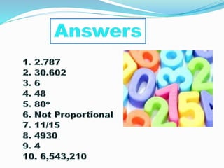 Maths quiz grade 6 final round 