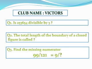 Maths quiz grade 6 final round 