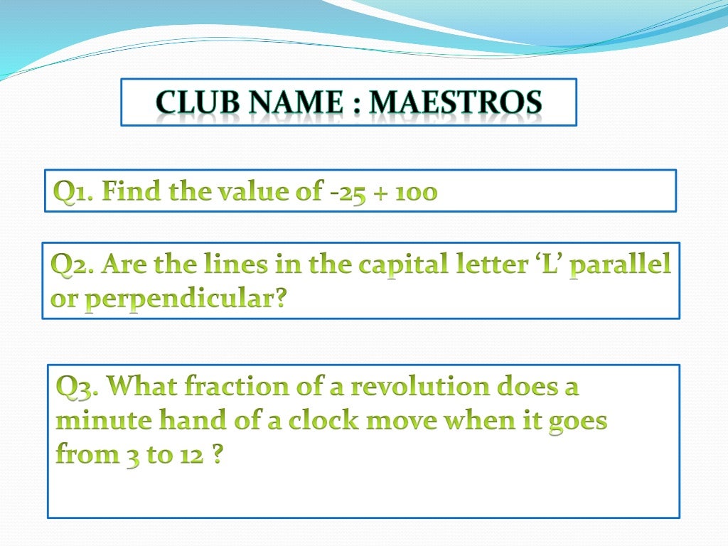 Maths quiz grade 6 final round