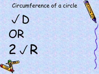 Circumference of a circle
D
OR
2R
 
