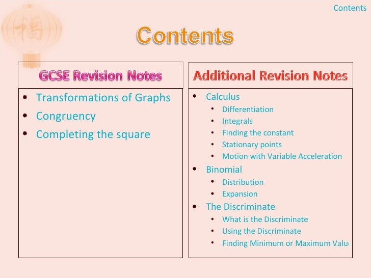 Maths Revision Gcse And Additional Notes