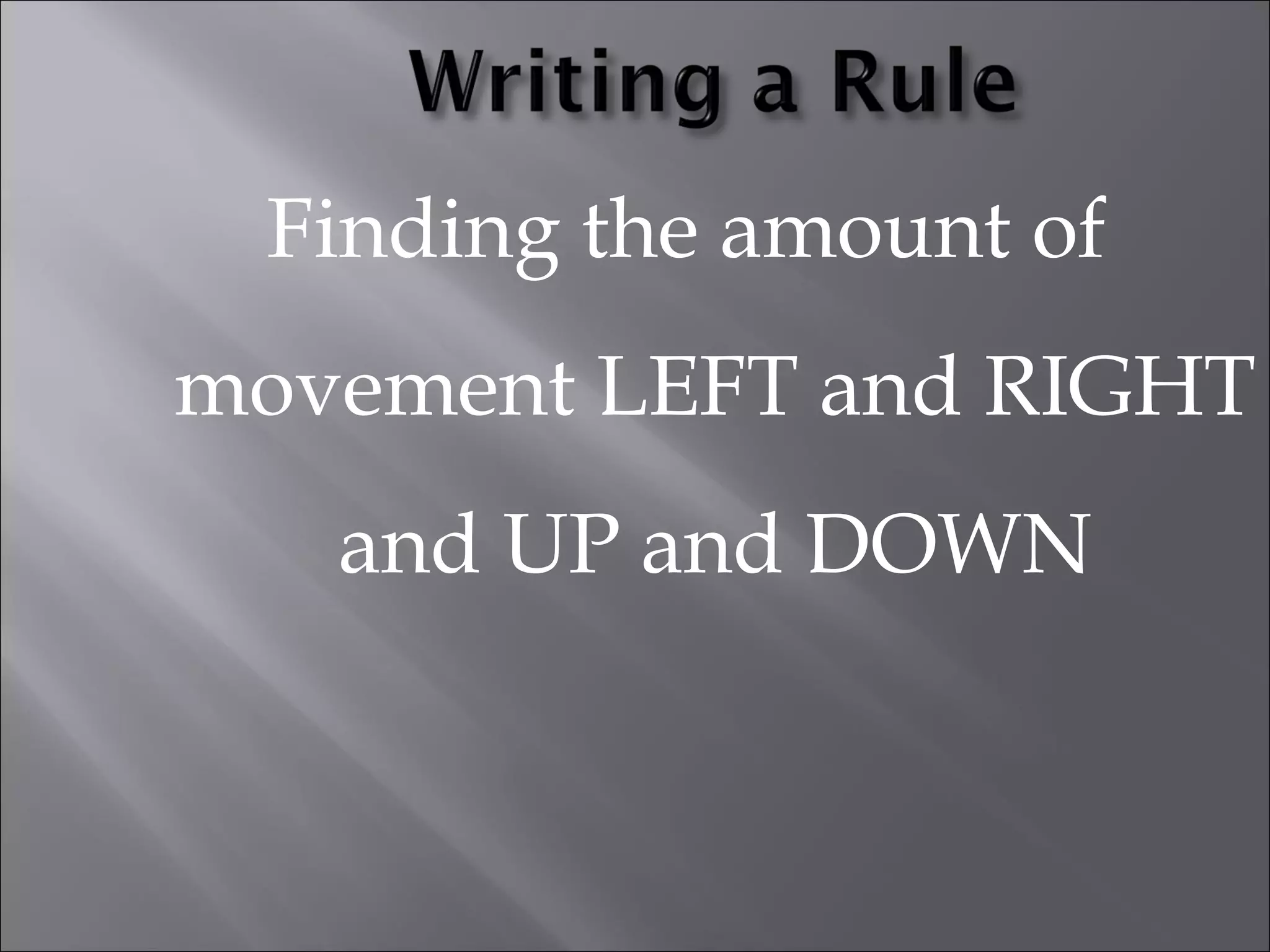 Finding the amount of 
movement LEFT and RIGHT 
and UP and DOWN 
 