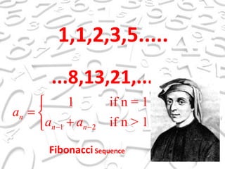 1,1,2,3,5..... ...8,13,21,..... Fibonacci  Sequence 