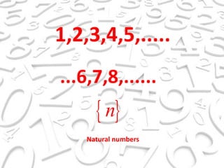 1,2,3,4,5,..... ...6,7,8,...... Natural numbers 