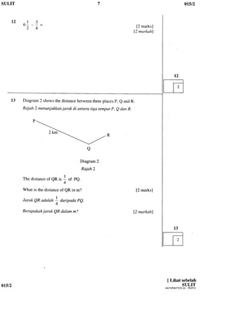 Maths Trial Exam Upsr Pahang08 K2
