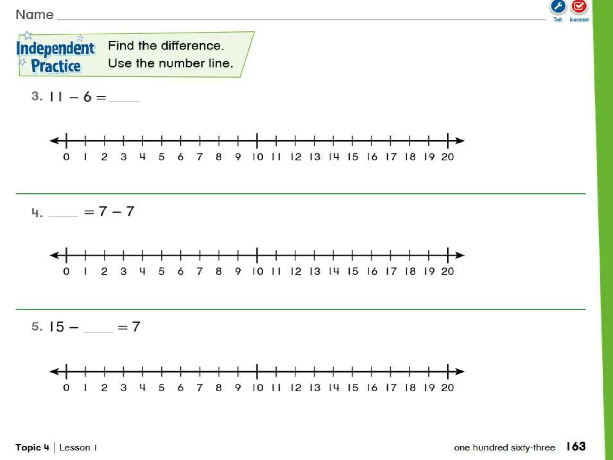 Math: count to subtract sunday - Monday week 1