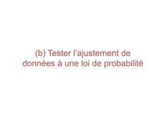 (b) Tester l’ajustement de
(b) Tester l’ajustement de
données à une loi de probabilité
 