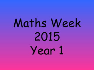 Maths Week
2015
Year 1
 