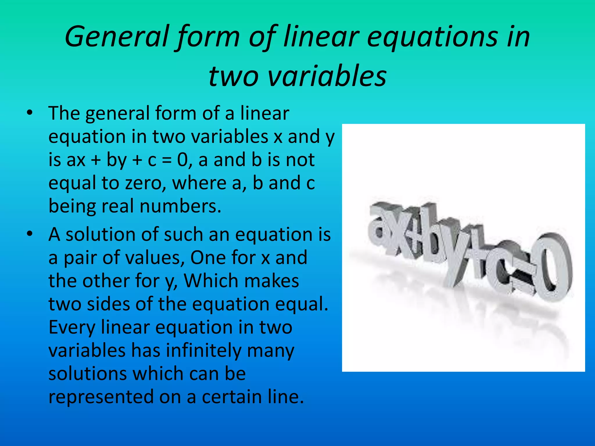 Linear equations in Two Variable | PPTX