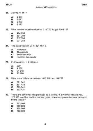 Math Questions Fy5 Maths year 5 | DOCX