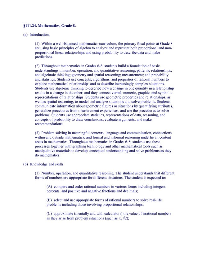 Middle School Math TEKS | PDF