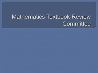 Mathematics Textbook Review Committee 