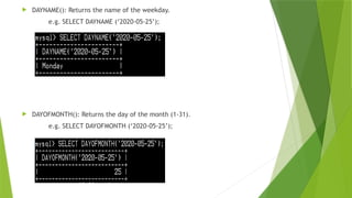 Math, Text, Date Functions of MySQL for Class-12 CBSE | PPTX