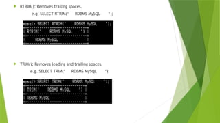 Math, Text, Date Functions of MySQL for Class-12 CBSE | PPTX