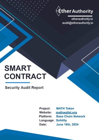 MATH Token – Smart Contract Security Audit Report by EtherAuthority | PDF