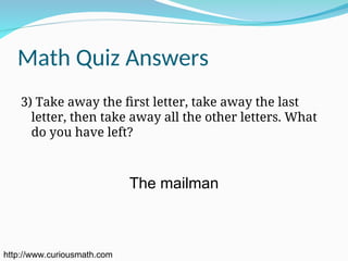 Mailman Math mathematics tricks for grade7class_trick.ppt